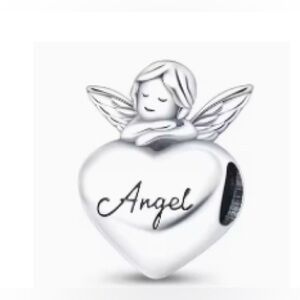 Sterling Silver Angel Heart Charm. Engraved ‘Angel’ on Front & ‘Love’ on Back